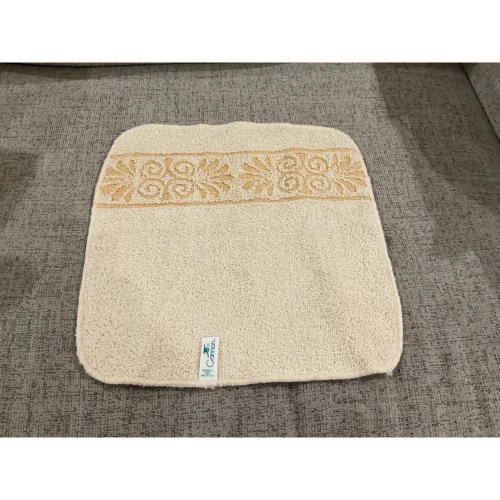 Vintage Cannon Monticello Towel Set Pink Yellow Tan Floral Jacquard Retro 7pc